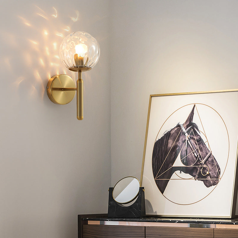 Modern Minimalist Globe Iron Glass 1-Light Wall Sconce Lamp