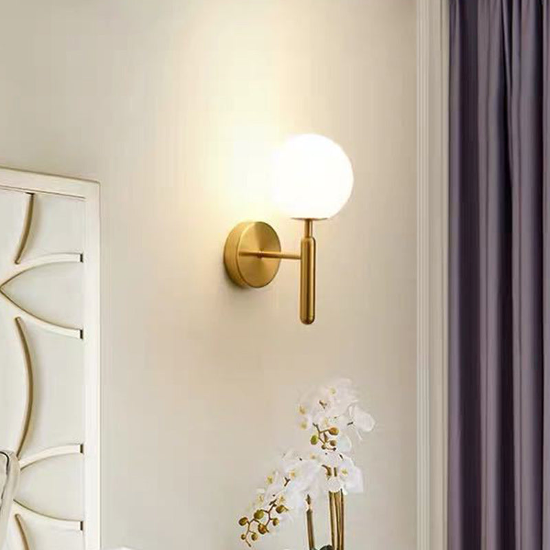 Modern Minimalist Globe Iron Glass 1-Light Wall Sconce Lamp