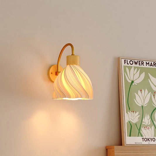 Modern Art Deco Iron Wood 1-Light Wall Sconce Lamp