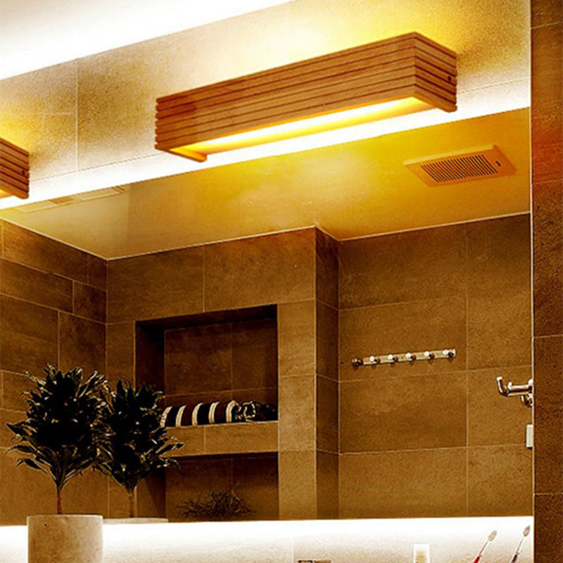 Japanese Rectangular Wood Acrylic LED Wall Sconce Lamp