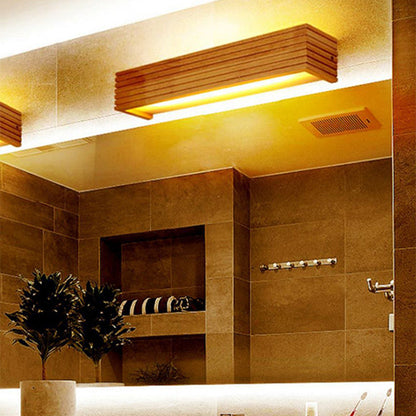 Japanese Rectangular Wood Acrylic LED Wall Sconce Lamp