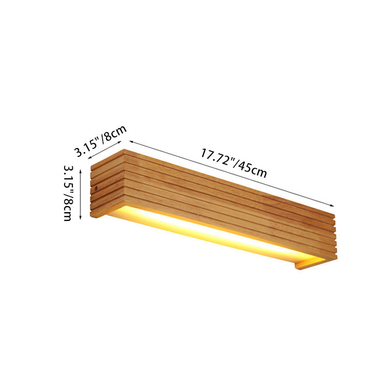 Japanese Rectangular Wood Acrylic LED Wall Sconce Lamp
