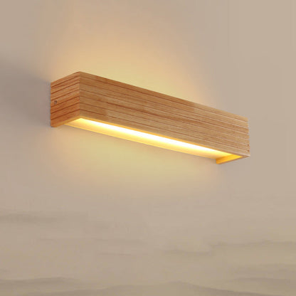 Japanese Rectangular Wood Acrylic LED Wall Sconce Lamp