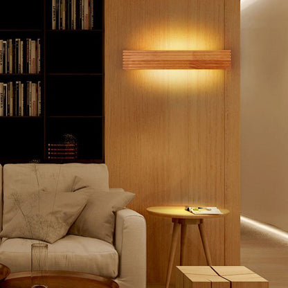 Japanese Rectangular Wood Acrylic LED Wall Sconce Lamp