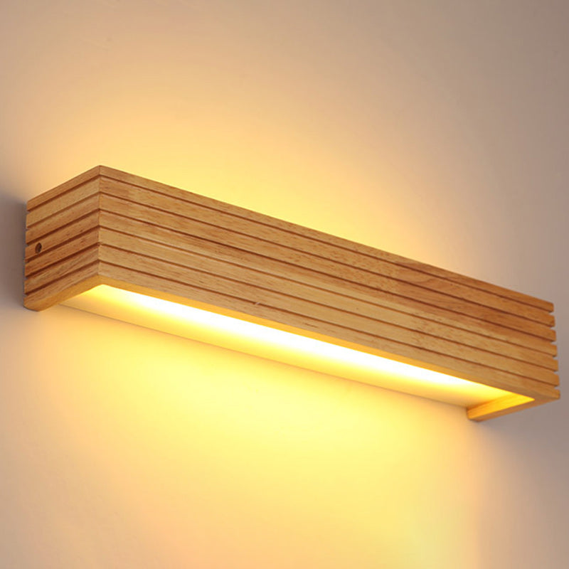 Japanese Rectangular Wood Acrylic LED Wall Sconce Lamp