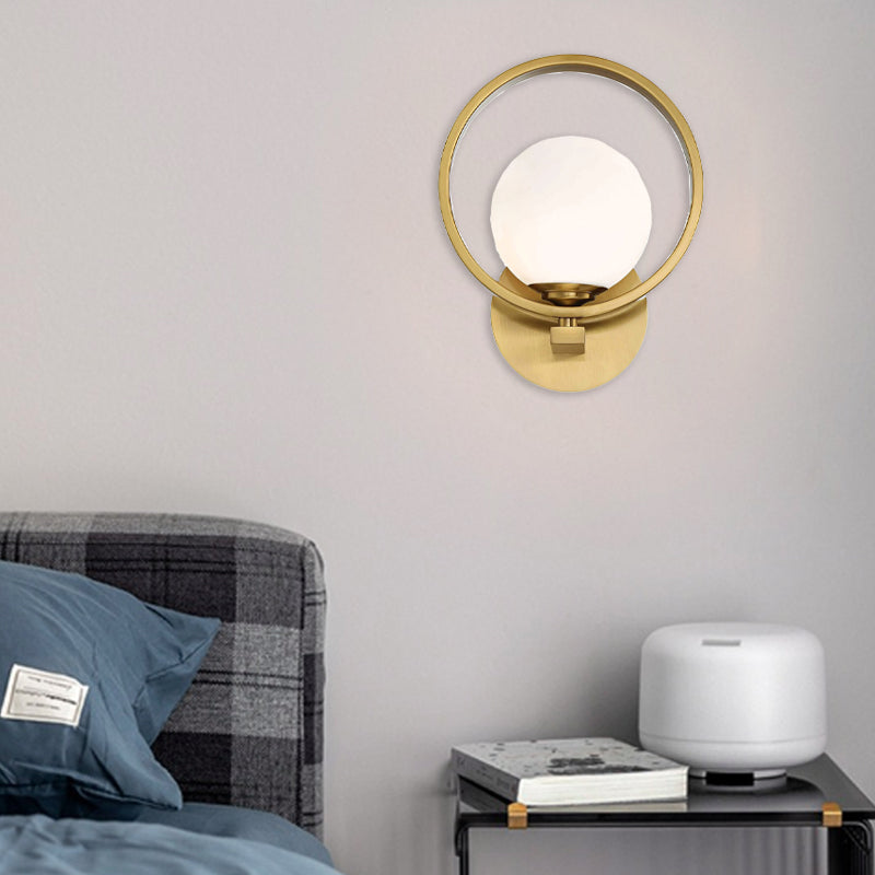 Scandinavian Round Copper Glass 1-Light Wall Sconce Lamp