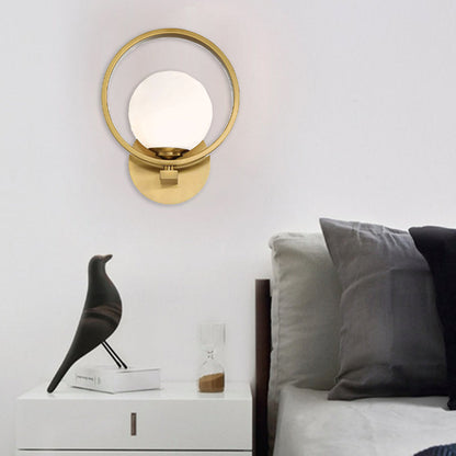 Scandinavian Round Copper Glass 1-Light Wall Sconce Lamp