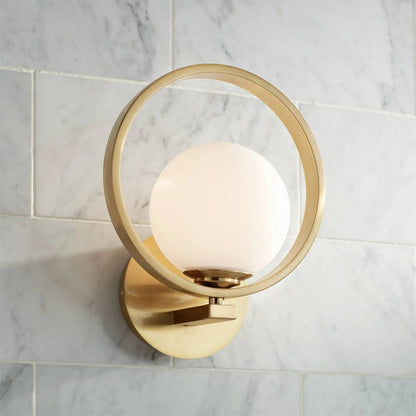 Scandinavian Round Copper Glass 1-Light Wall Sconce Lamp
