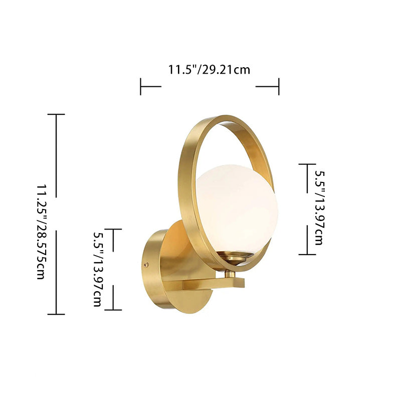 Scandinavian Round Copper Glass 1-Light Wall Sconce Lamp