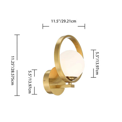 Scandinavian Round Copper Glass 1-Light Wall Sconce Lamp