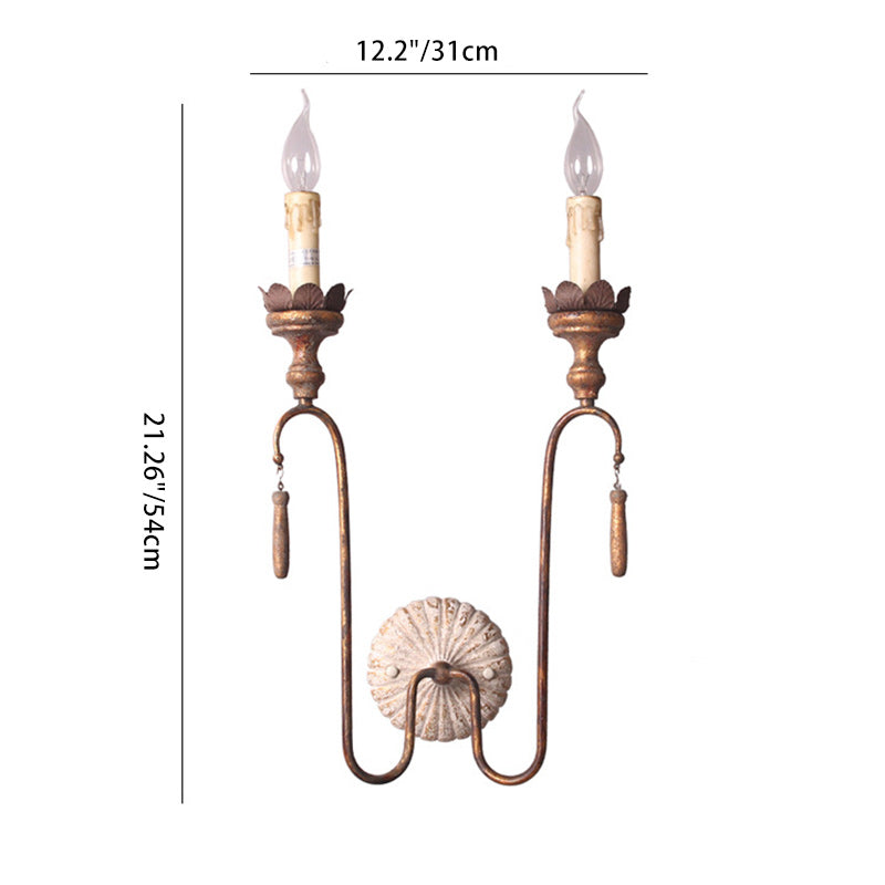 Traditional Vintage Column Iron 2/3-Light Wall Sconce Lamp