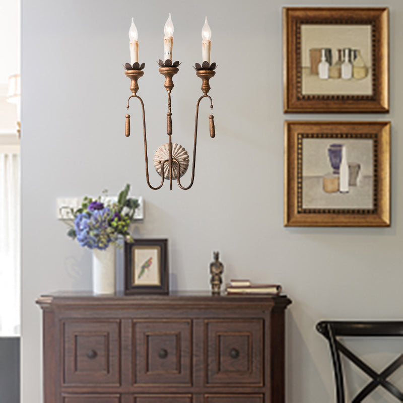 Traditional Vintage Column Iron 2/3-Light Wall Sconce Lamp