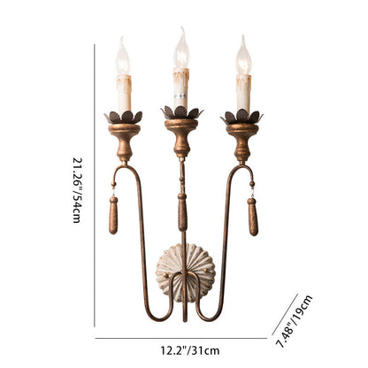 Traditional Vintage Column Iron 2/3-Light Wall Sconce Lamp