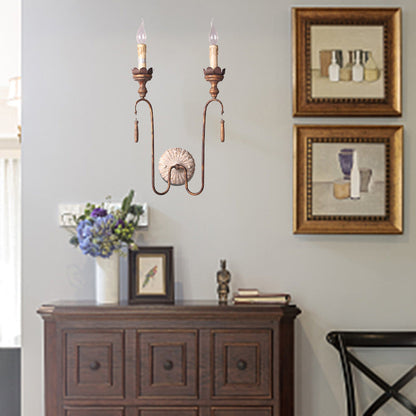 Traditional Vintage Column Iron 2/3-Light Wall Sconce Lamp