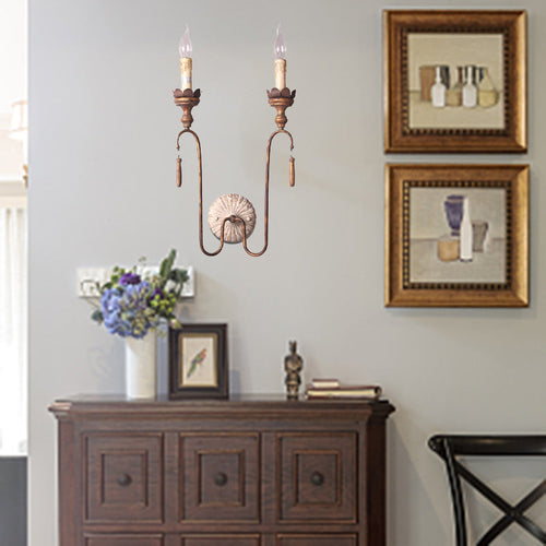 Traditional Vintage Column Iron 2/3-Light Wall Sconce Lamp
