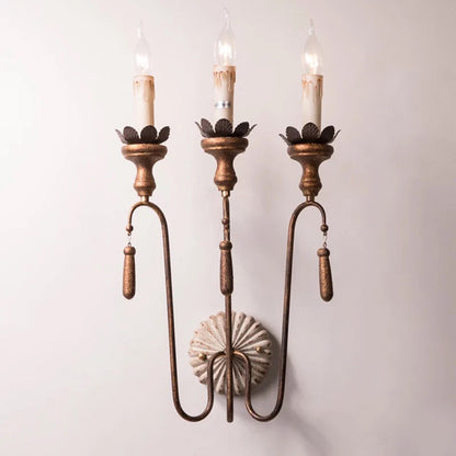 Traditional Vintage Column Iron 2/3-Light Wall Sconce Lamp