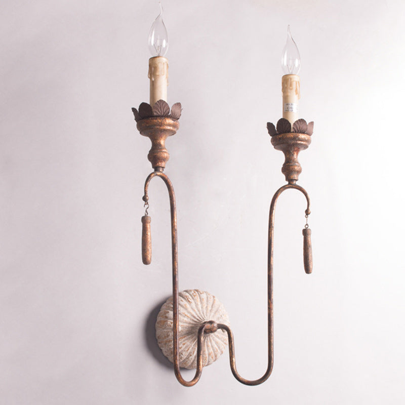 Traditional Vintage Column Iron 2/3-Light Wall Sconce Lamp
