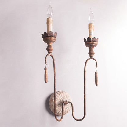 Traditional Vintage Column Iron 2/3-Light Wall Sconce Lamp
