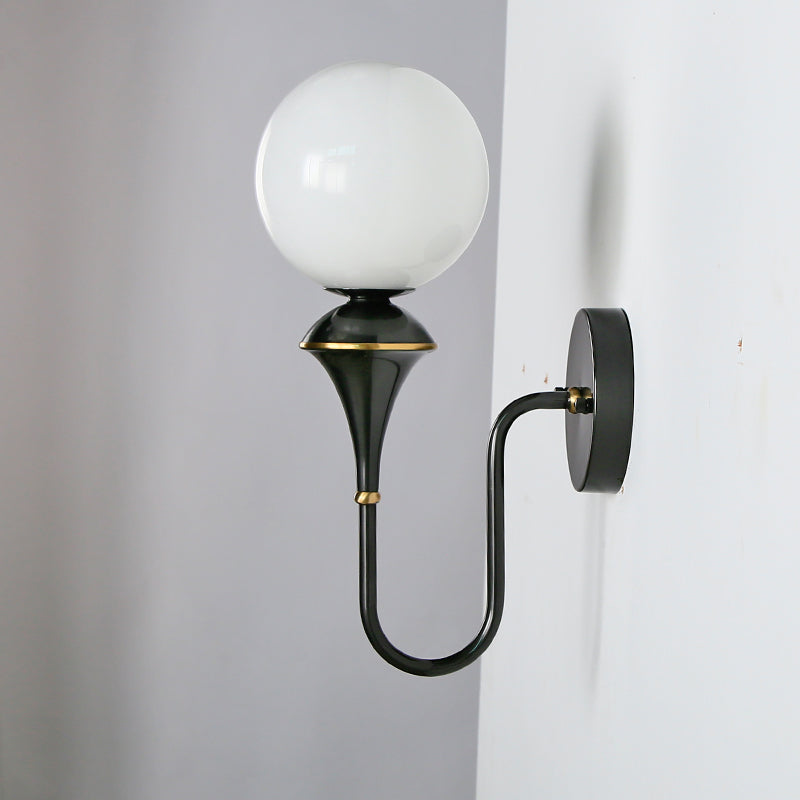 French Globe Copper Glass 1-Light Wall Sconce Lamp