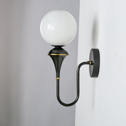 French Globe Copper Glass 1-Light Wall Sconce Lamp