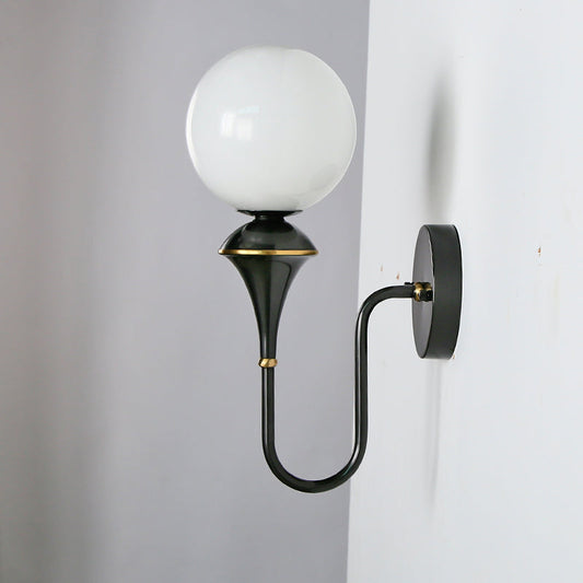 French Globe Copper Glass 1-Light Wall Sconce Lamp