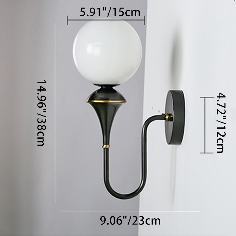 French Globe Copper Glass 1-Light Wall Sconce Lamp