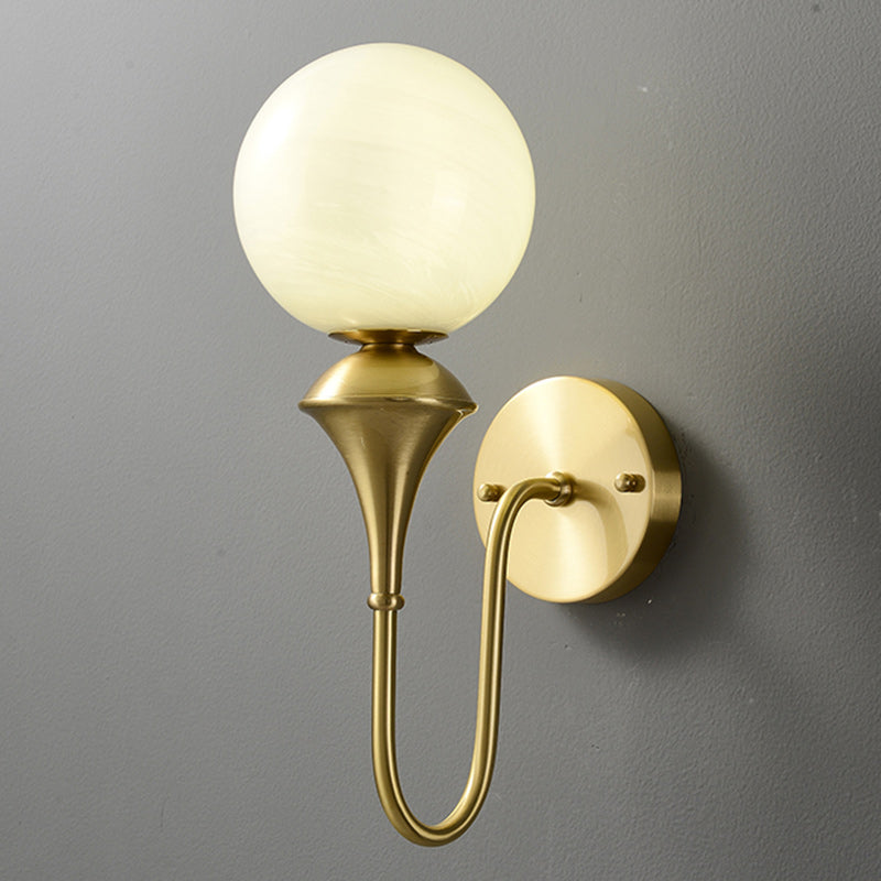 French Globe Copper Glass 1-Light Wall Sconce Lamp