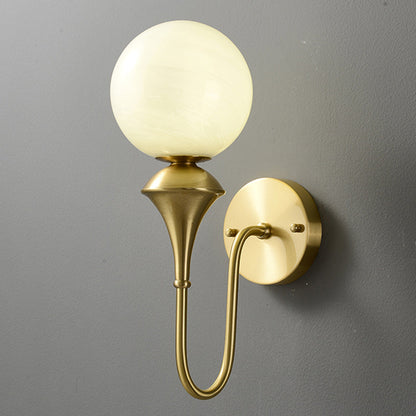 French Globe Copper Glass 1-Light Wall Sconce Lamp