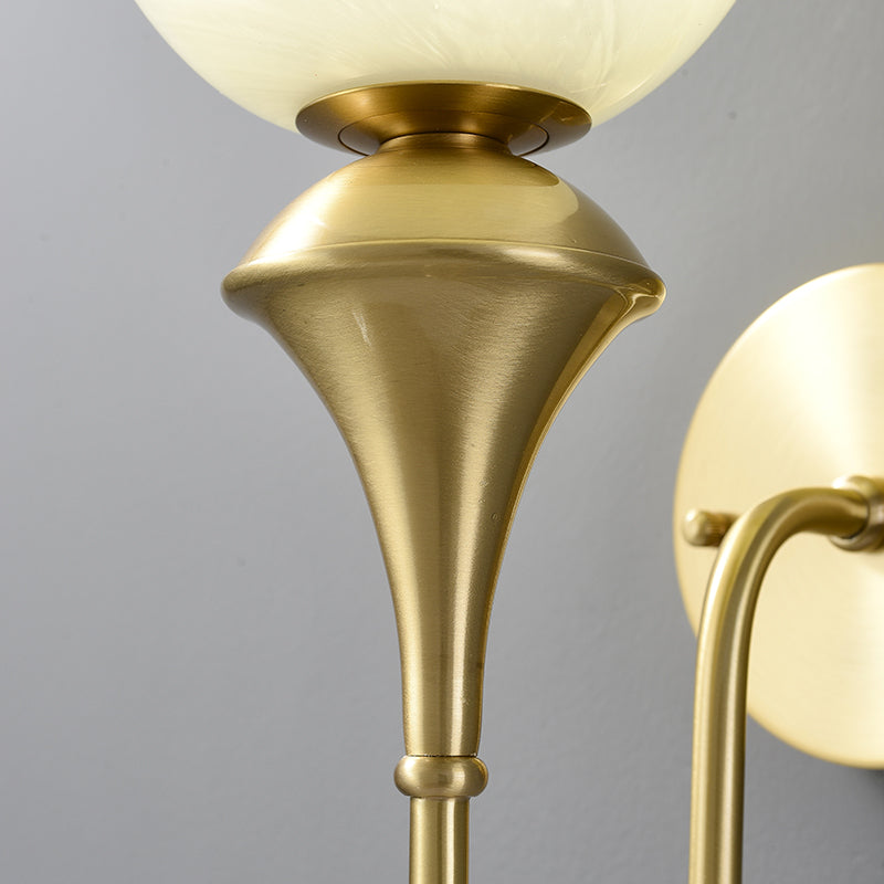 French Globe Copper Glass 1-Light Wall Sconce Lamp