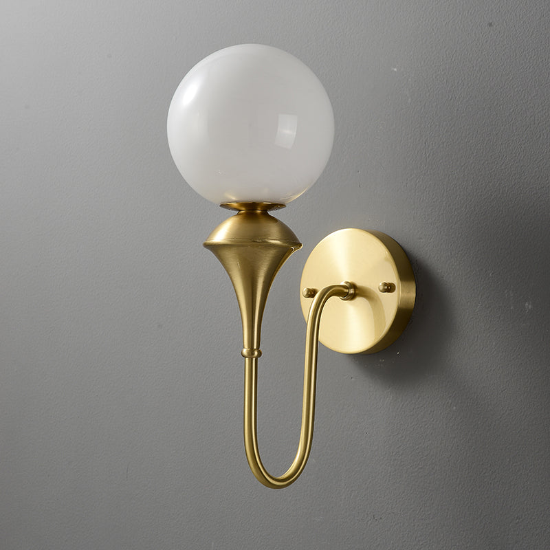 French Globe Copper Glass 1-Light Wall Sconce Lamp