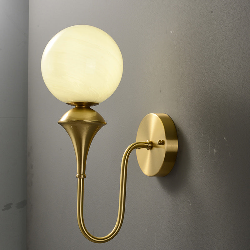 French Globe Copper Glass 1-Light Wall Sconce Lamp