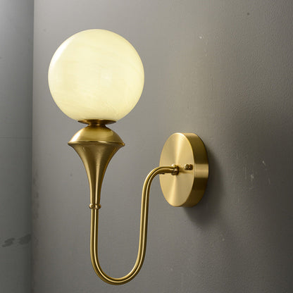 French Globe Copper Glass 1-Light Wall Sconce Lamp