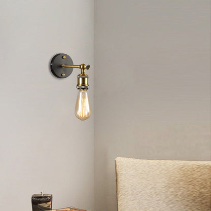 Traditional Rustic Column Iron 1-Light Wall Sconce Lamp