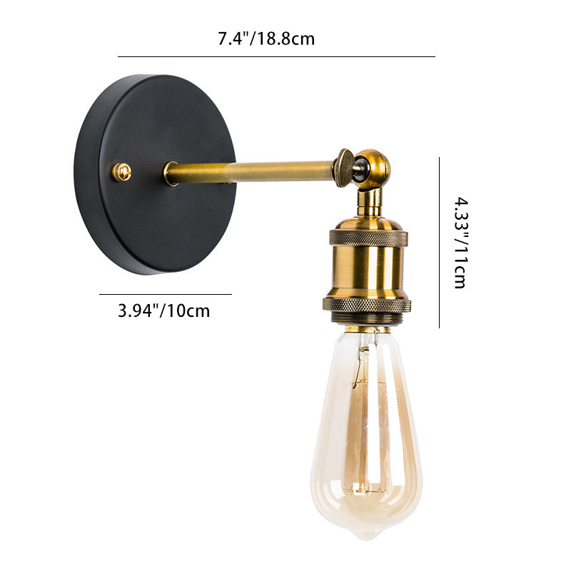 Traditional Rustic Column Iron 1-Light Wall Sconce Lamp