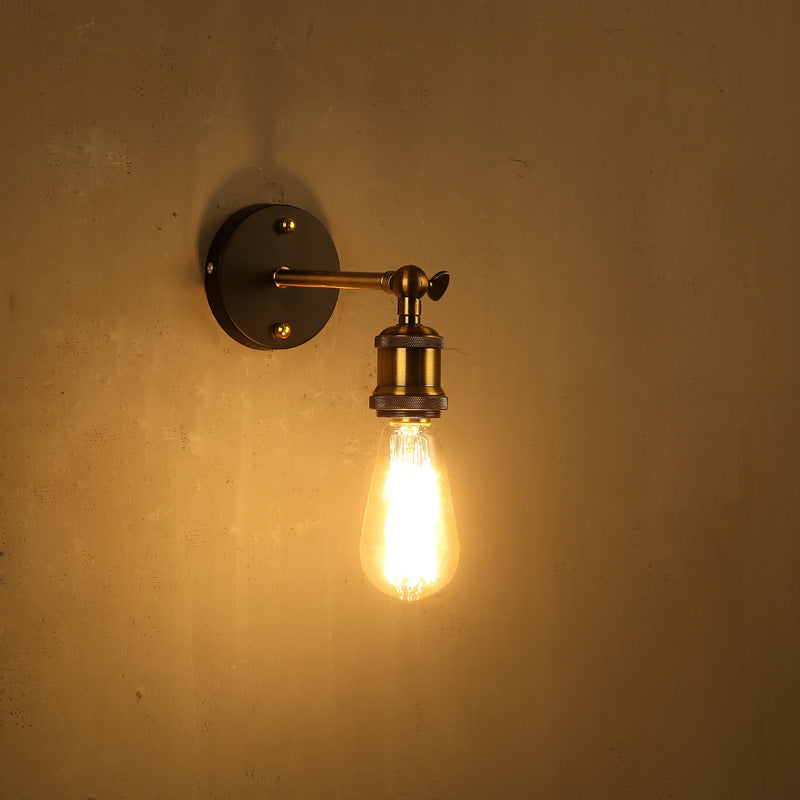 Traditional Rustic Column Iron 1-Light Wall Sconce Lamp
