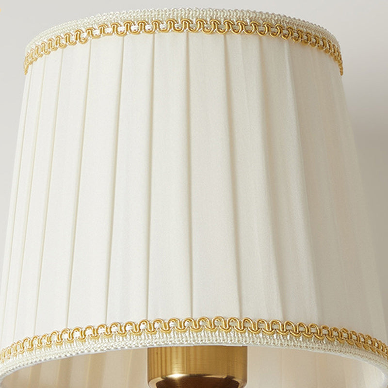 Retro Drum Iron Wood Fabric 1-Light Wall Sconce Lamp