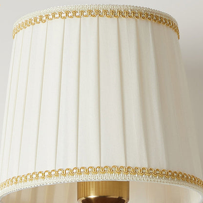 Retro Drum Iron Wood Fabric 1-Light Wall Sconce Lamp