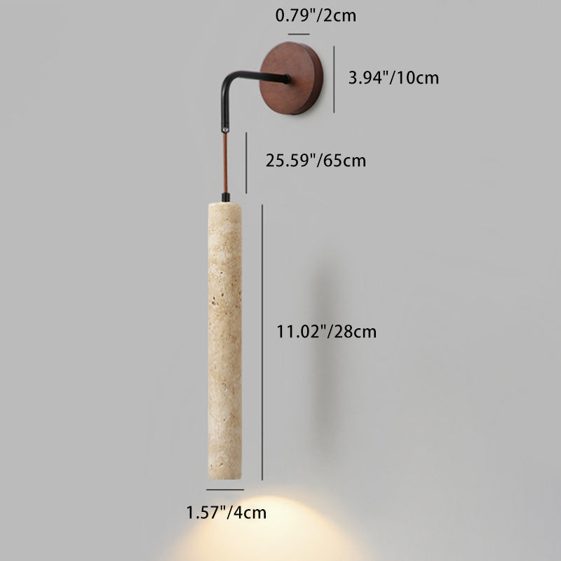 Japanese Column Wood Stone 1-Light Wall Sconce Lamp
