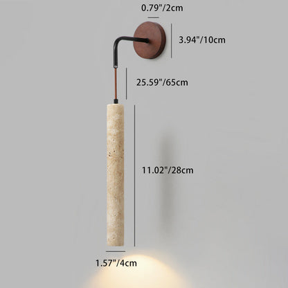 Japanese Column Wood Stone 1-Light Wall Sconce Lamp