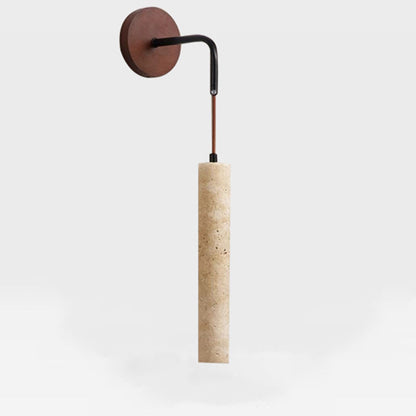 Japanese Column Wood Stone 1-Light Wall Sconce Lamp