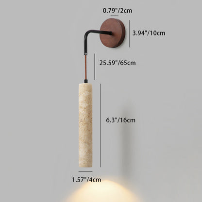 Japanese Column Wood Stone 1-Light Wall Sconce Lamp