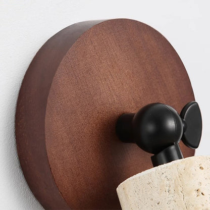 Japanese Column Wood Stone 1-Light Wall Sconce Lamp