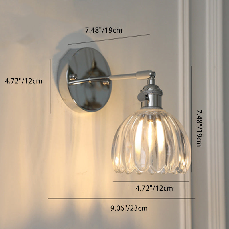 Japanese Drum Iron Glass 1-Light Wall Sconce Lamp