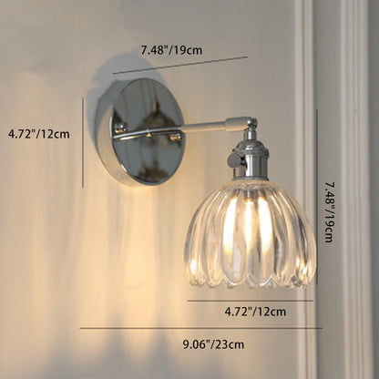 Japanese Drum Iron Glass 1-Light Wall Sconce Lamp