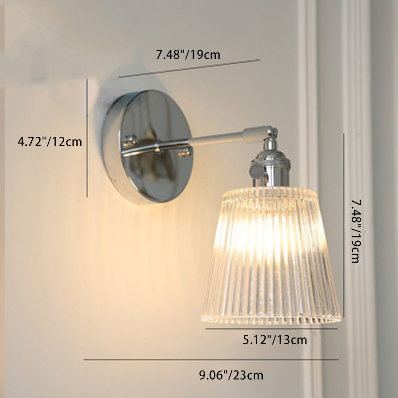 Japanese Drum Iron Glass 1-Light Wall Sconce Lamp