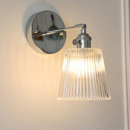Japanese Drum Iron Glass 1-Light Wall Sconce Lamp