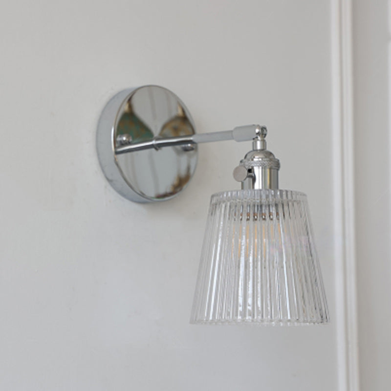 Japanese Drum Iron Glass 1-Light Wall Sconce Lamp