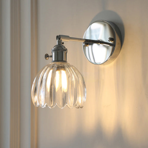Japanese Drum Iron Glass 1-Light Wall Sconce Lamp
