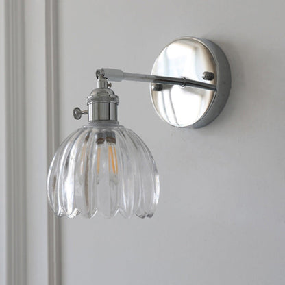 Japanese Drum Iron Glass 1-Light Wall Sconce Lamp