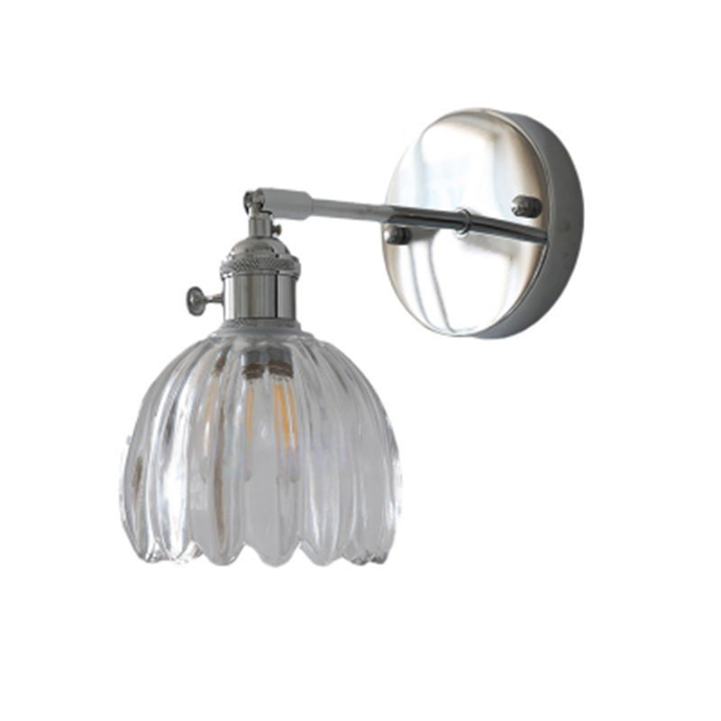 Japanese Drum Iron Glass 1-Light Wall Sconce Lamp